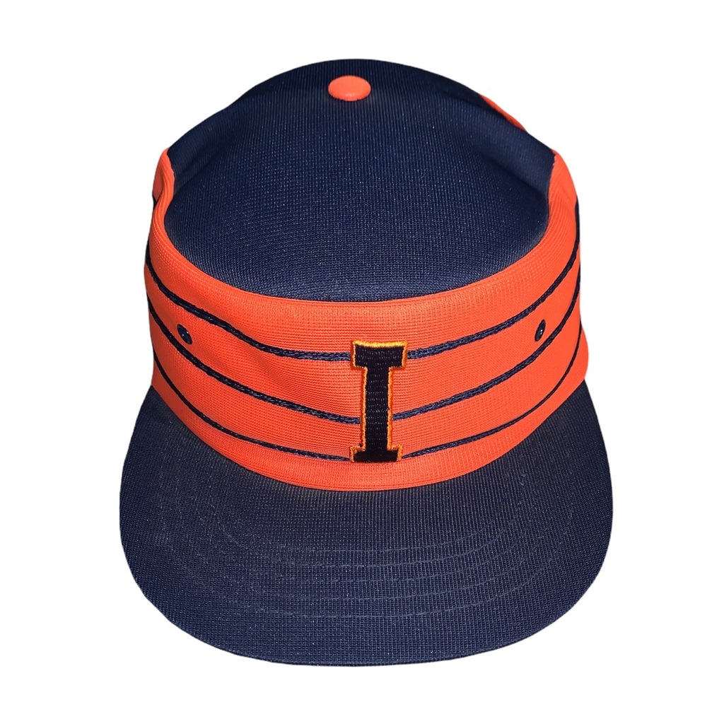 Vintage 80s University of Illinois Pillbox Baseball Snapback Hat MLB